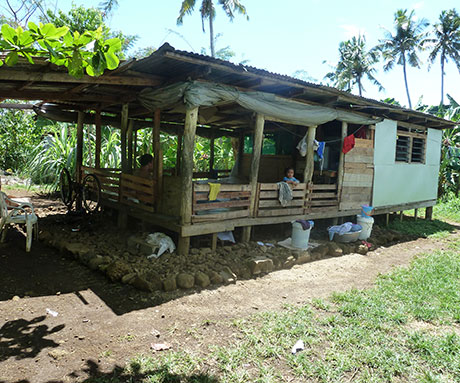 The Foundation builds traditional houses for patients as this is what works best in their culture and climate. Here, a traditional fale has been improved with the addition of a kitchen and bathroom.